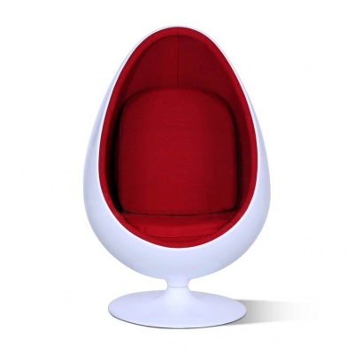 Кресло Egg Oval белое с красной тканью фото в интернет-магазине Fabiero