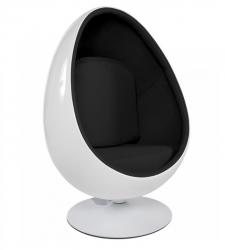 Кресло Egg Oval белое с черной тканью
