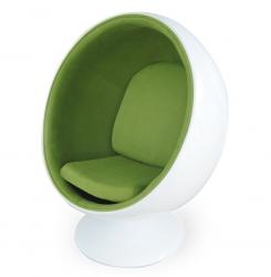 Кресло Ball chair белое с зеленой тканью