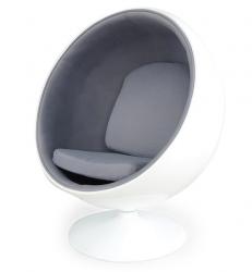 Кресло Ball chair белое с серой тканью
