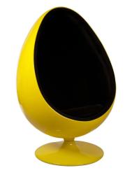 Кресло Egg Oval желтое с черной тканью