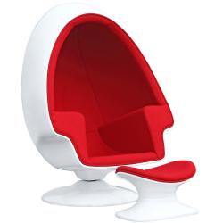 Кресло Egg Pod белое с красной тканью
