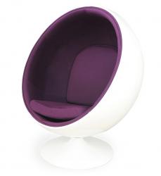 Кресло Ball chair белое с фиолетовой тканью