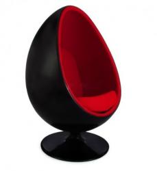 Кресло Egg Oval черное с красной тканью
