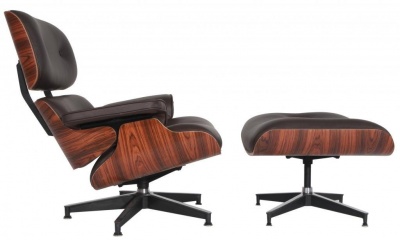 Кресло Eames Style Lounge коричневая кожа фото в интернет-магазине Fabiero