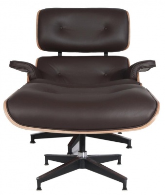 Кресло Eames Style Lounge коричневая кожа фото в интернет-магазине Fabiero