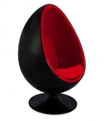 Кресло Egg Oval черное с красной тканью фото в интернет-магазине Fabiero