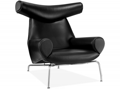 Кресло Ox Lounge черная кожа фото в интернет-магазине Fabiero
