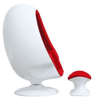 Кресло Egg Pod белое с красной тканью фото в интернет-магазине Fabiero