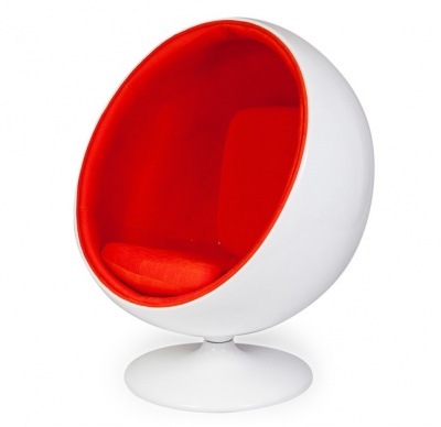 Кресло Ball chair белое с оранжевой тканью фото в интернет-магазине Fabiero