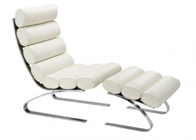 Кресло Sinus Lounge chair style с оттоманкой белая экокожа фото в интернет-магазине Fabiero