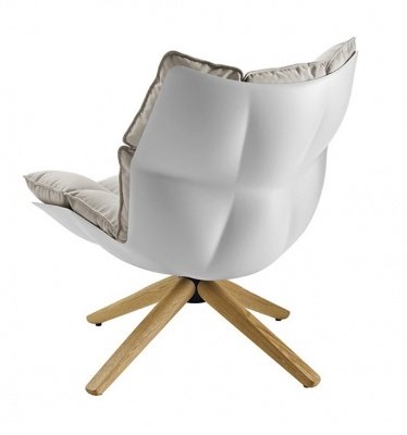 Кресло Husk белое с бежевой подушкой фото в интернет-магазине Fabiero
