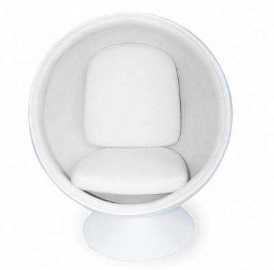 Кресло Ball chair белое с белой тканью фото в интернет-магазине Fabiero