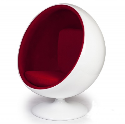 Кресло Ball chair белое с красной тканью фото в интернет-магазине Fabiero