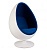 Кресло Egg Oval белое с голубой тканью