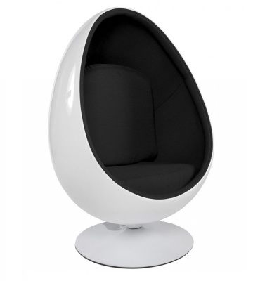 Кресло Egg Oval белое с черной тканью фото в интернет-магазине Fabiero
