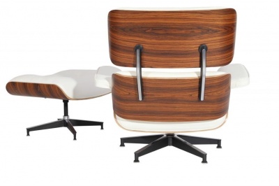 Кресло Eames Style Lounge белая кожа фото в интернет-магазине Fabiero