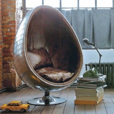 Кресло Egg Oval Aviator коричневая кожа фото в интернет-магазине Fabiero